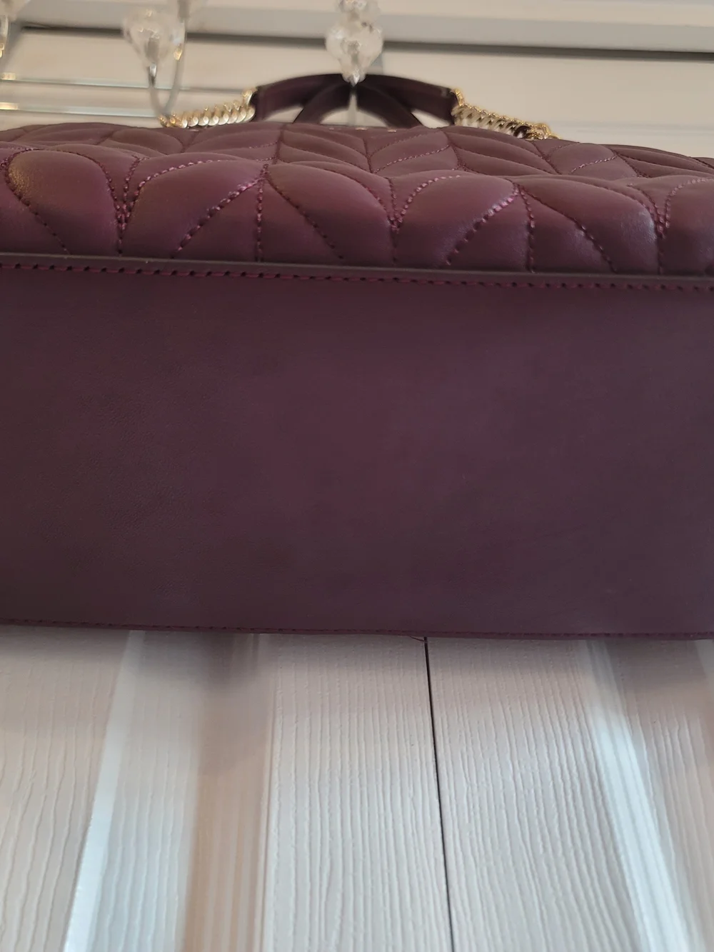 kate spade Quilted Leather Tote Bag in Plum Purple